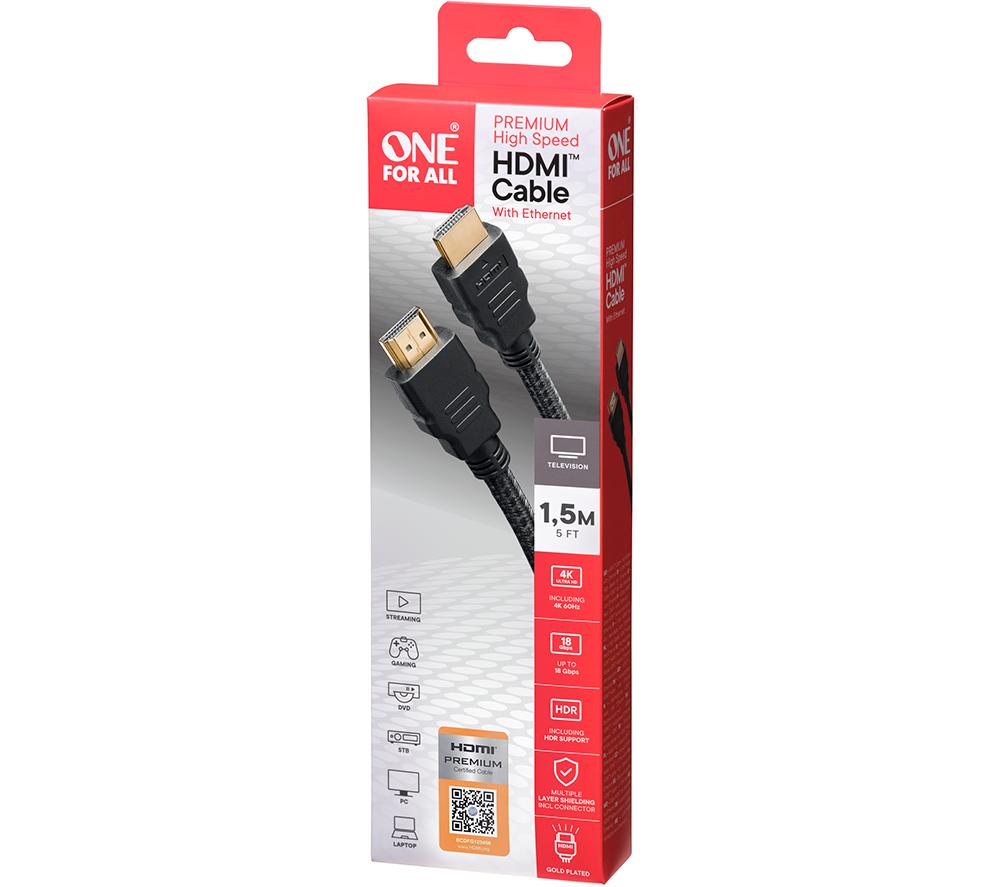 ONE FOR ALL CC5015 Premium High Speed HDMI Cable with Ethernet - 1.5 m image number 6 of 6