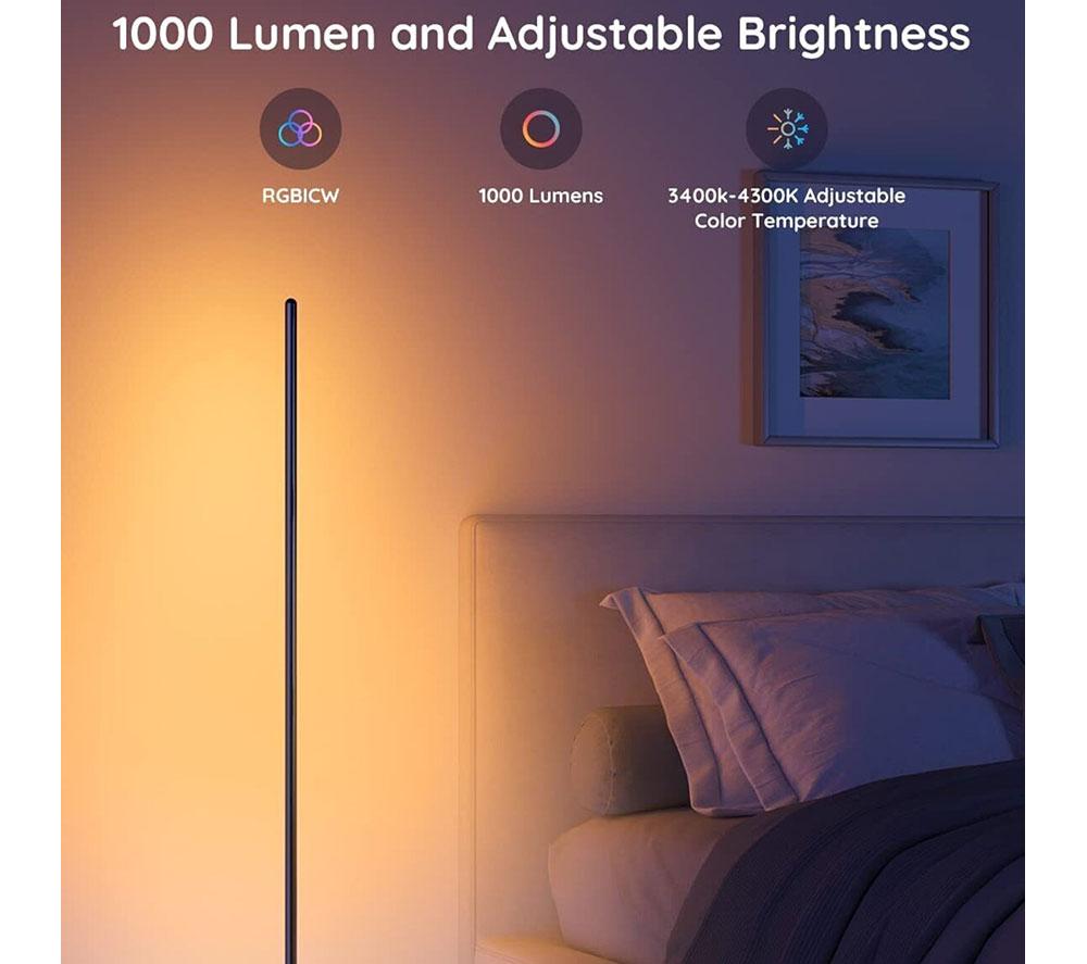 GOVEE RGBICW Smart Corner Floor Lamp - Black image number 4 of 9
