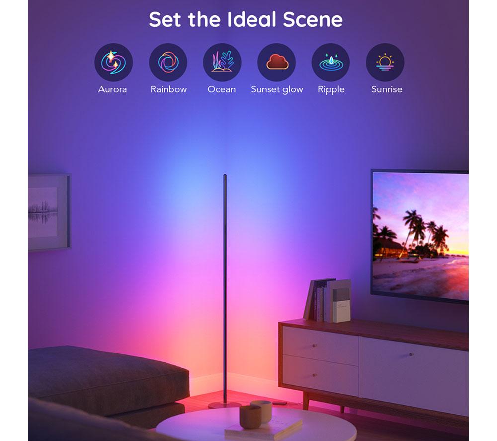 GOVEE RGBICW Smart Corner Floor Lamp - Black image number 5 of 9
