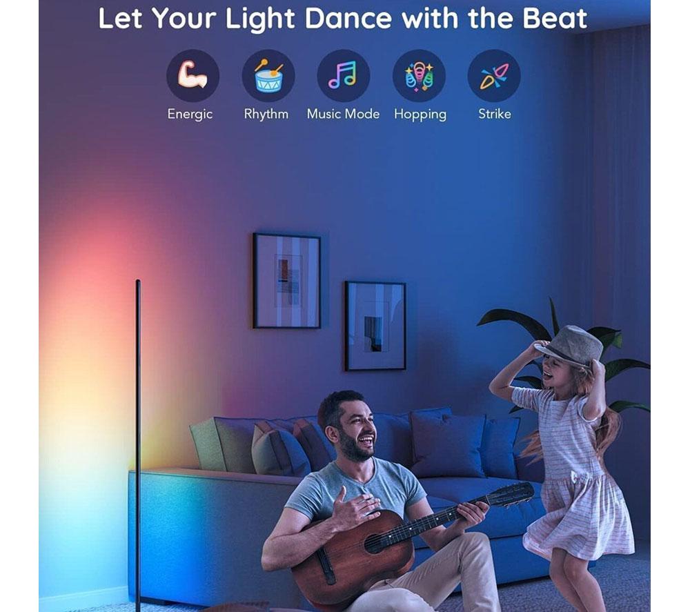 GOVEE RGBICW Smart Corner Floor Lamp - Black image number 7 of 9