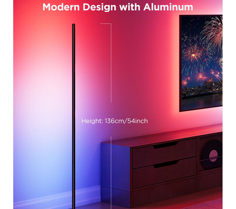 GOVEE RGBICW Smart Corner Floor Lamp - Black image number 8 of 9