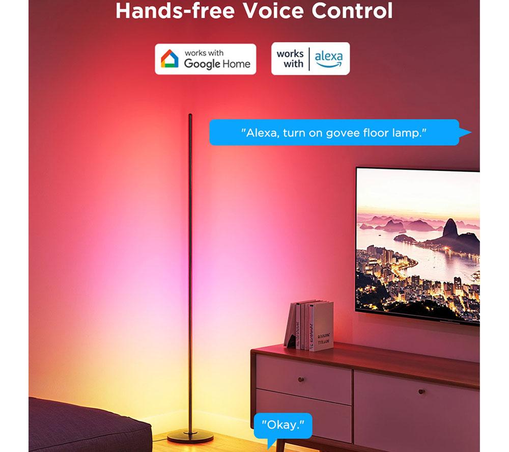 GOVEE RGBICW Smart Corner Floor Lamp - Black image number 9 of 9