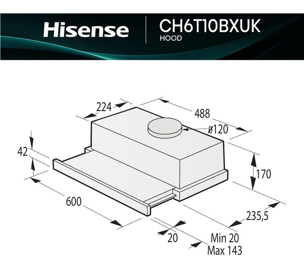 HISENSE CH6T10BXUK Telescopic Cooker Hood - Stainless Steel image number 14 of 15