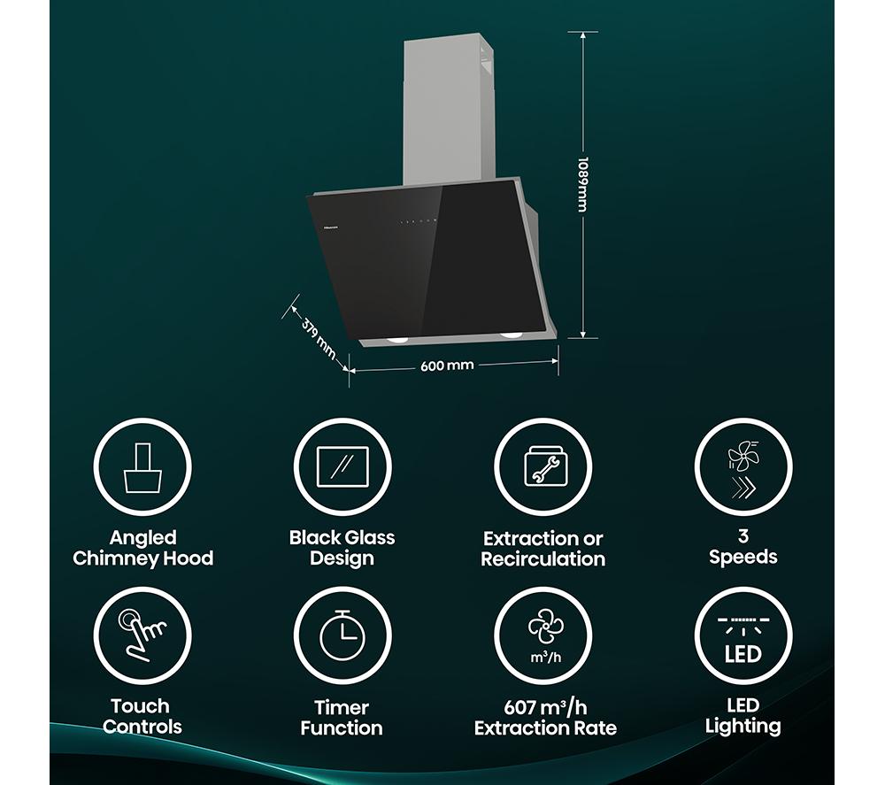 HISENSE CH6IN14BXBUK Chimney Cooker Hood - Stainless Steel image number 2 of 17