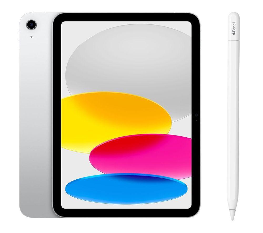 APPLE 10.9” iPad (64 GB, Silver) & Pencil (USB-C) Bundle