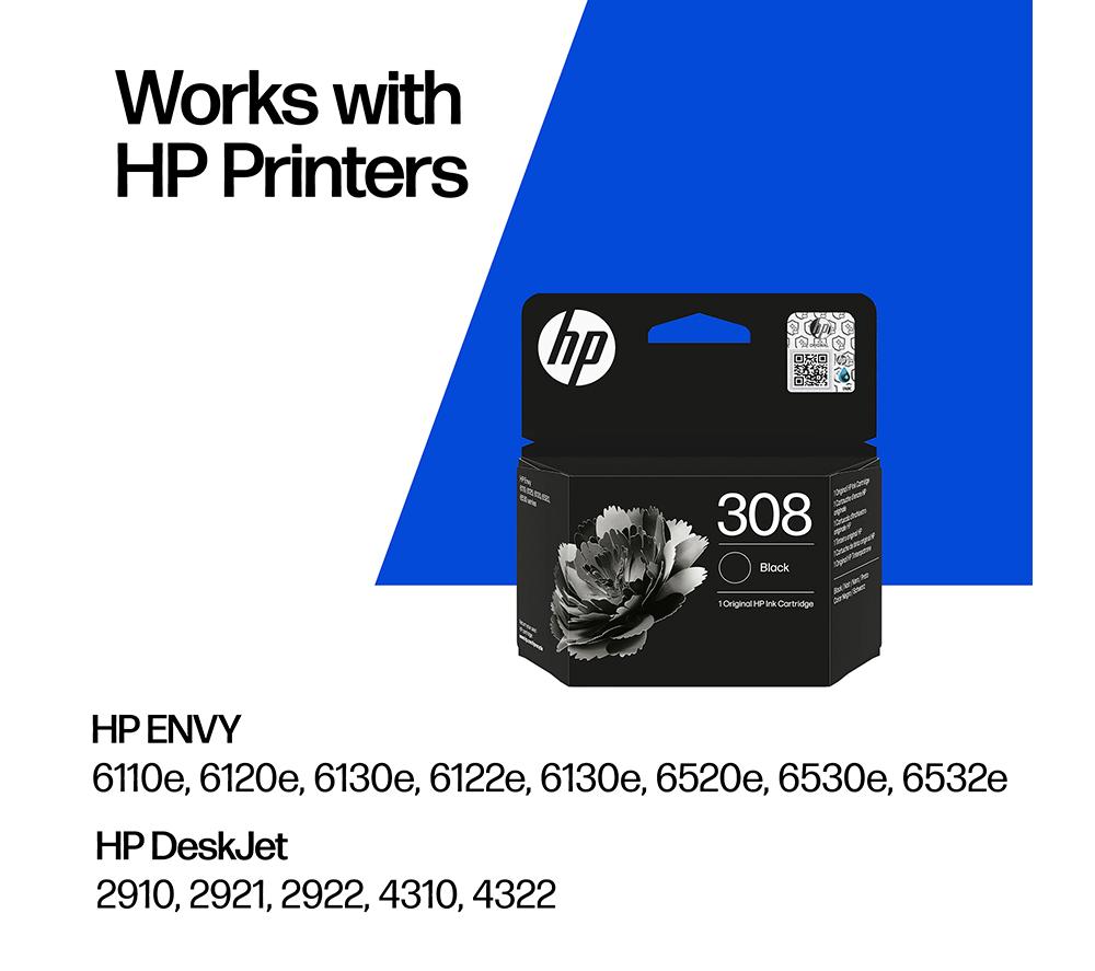 HP 308 Original Black Ink Cartridge image number 2 of 11