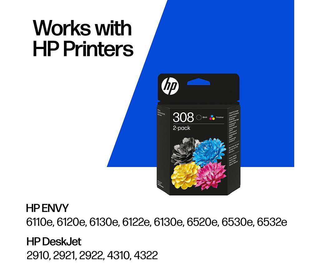 HP 308 Original Combo Black/Tri-colour Ink Cartridge image number 2 of 11
