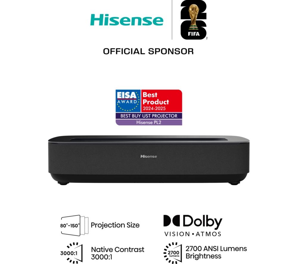 HISENSE PL2TUK Smart 4K Ultra HD Laser TV Projector image number 2 of 14