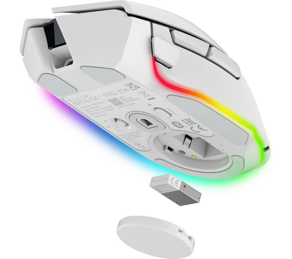 RAZER Basilisk V3 Pro 35K RGB Wireless Optical Gaming Mouse - White image number 3 of 3