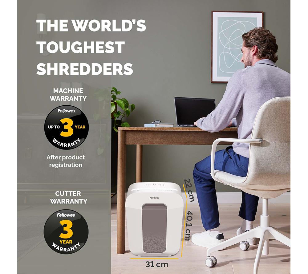 FELLOWES Powershred LX50 Cross Cut Paper Shredder - White image number 7 of 7