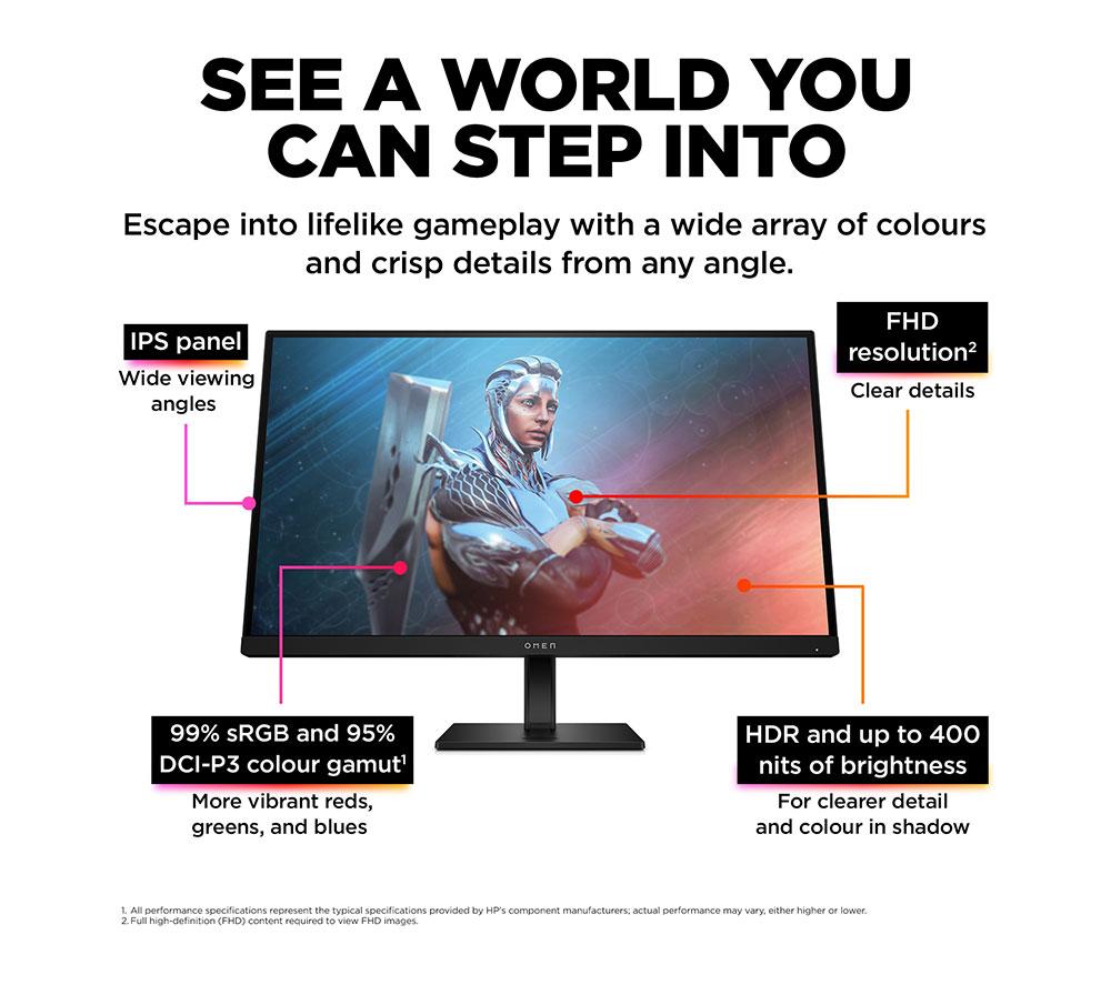 HP OMEN 27 Full HD 27" LED Gaming Monitor - Black image number 3 of 15