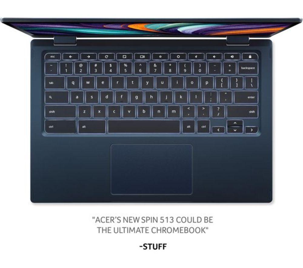 ACER Spin 513 13.3" 2 in 1 Refurbished Chromebook - Snapdragon 7c Gen 2, 64 GB eMMC, Blue (Very Good Condition) image number 8 of 11