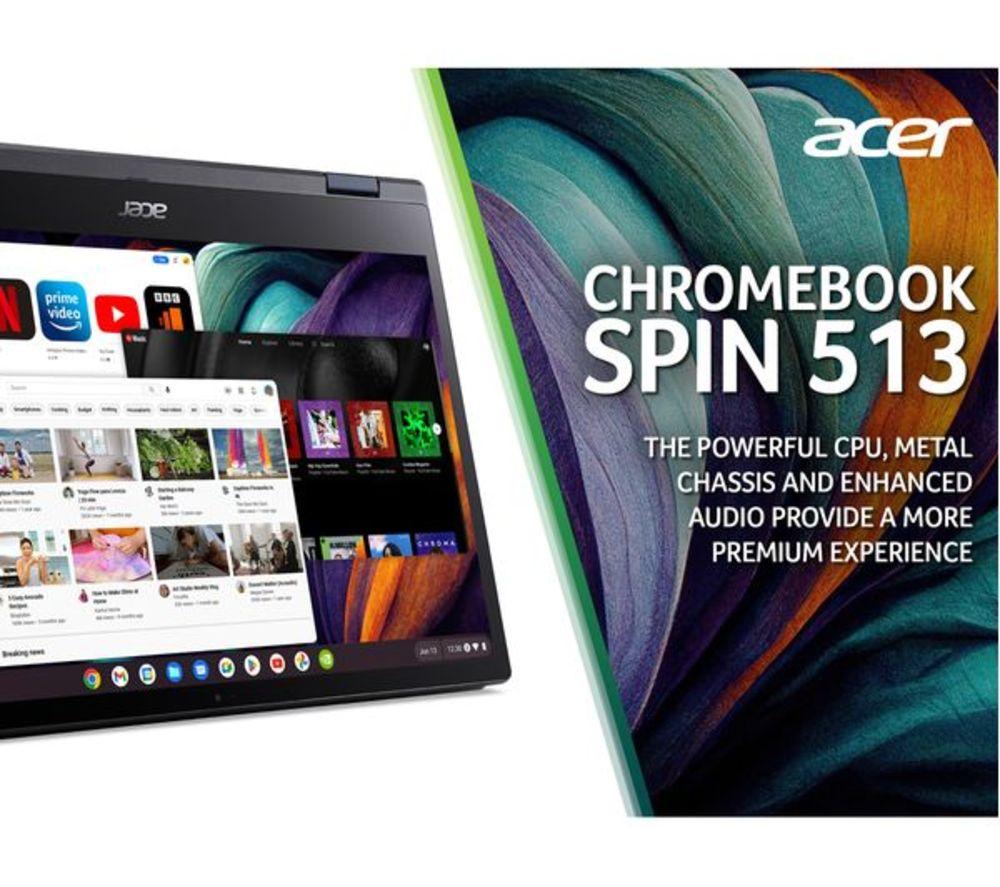 ACER Spin 513 13.3" 2 in 1 Refurbished Chromebook - Snapdragon 7c Gen 2, 64 GB eMMC, Blue (Very Good Condition) image number 9 of 11