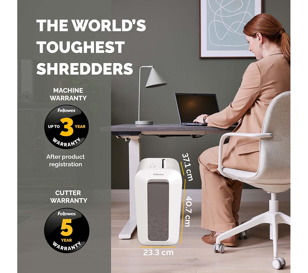 FELLOWES Powershred LX65 Cross Cut Paper Shredder - White image number 7 of 7