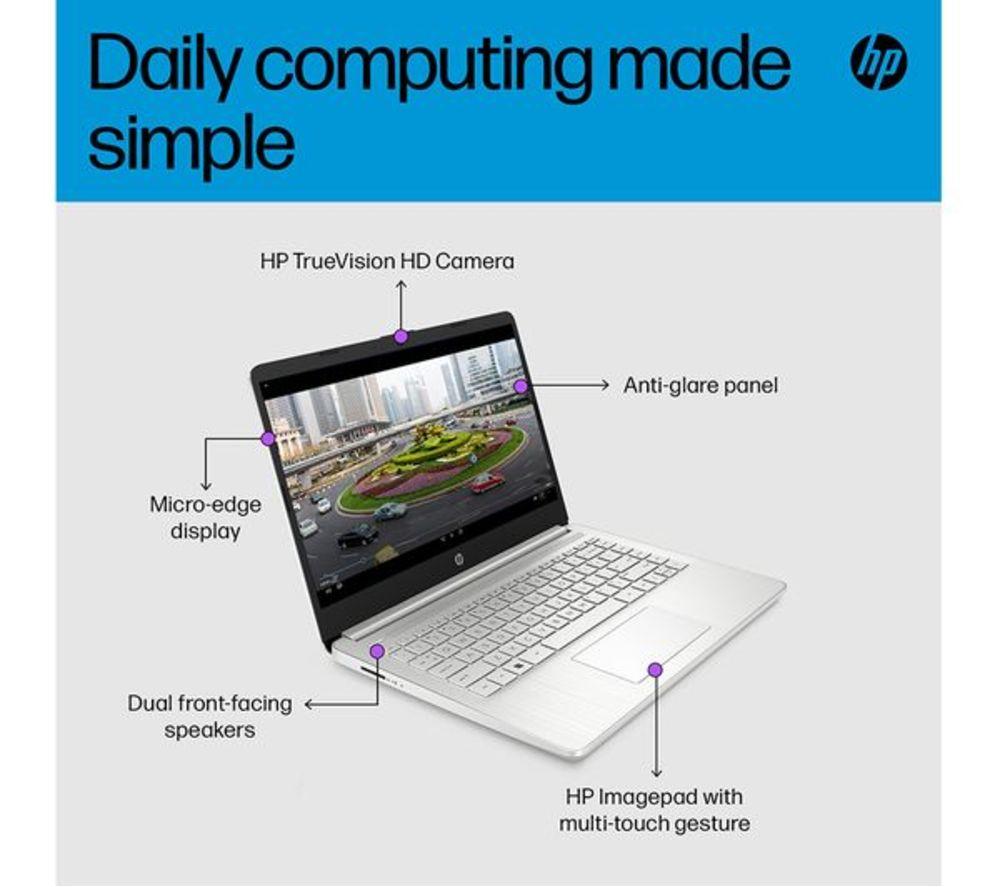 HP 14s-dq5503sa 14" Refurbished Laptop - Intel&reg; Core&trade; i3, 128 GB SSD, Silver (Very Good Condition) image number 3 of 11