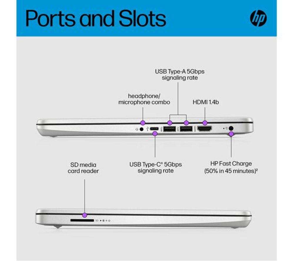 HP 14s-dq5503sa 14" Refurbished Laptop - Intel&reg; Core&trade; i3, 128 GB SSD, Silver (Very Good Condition) image number 5 of 11