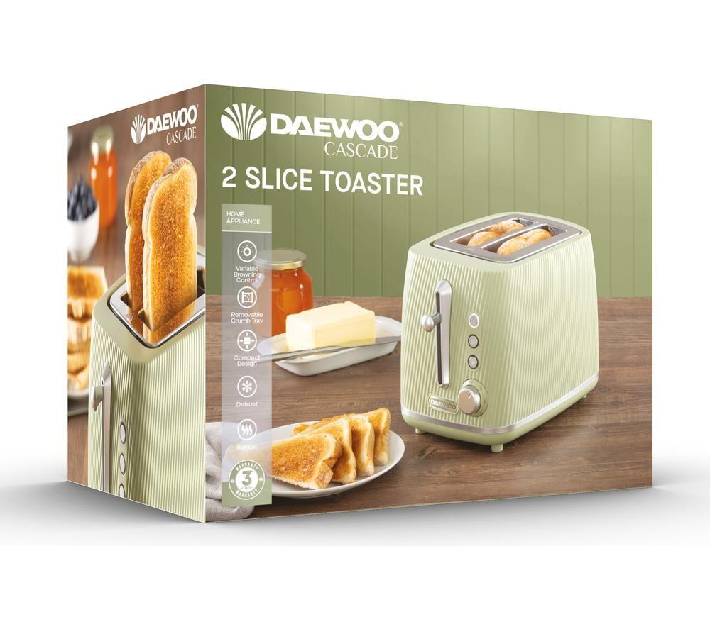 DAEWOO Cascade SDA2777GE 2-Slice Toaster - Sage image number 6 of 7