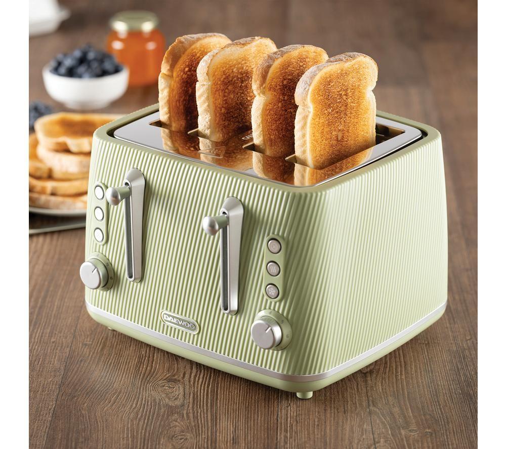 DAEWOO Cascade SDA2780GE 4-Slice Toaster - Sage image number 2 of 6