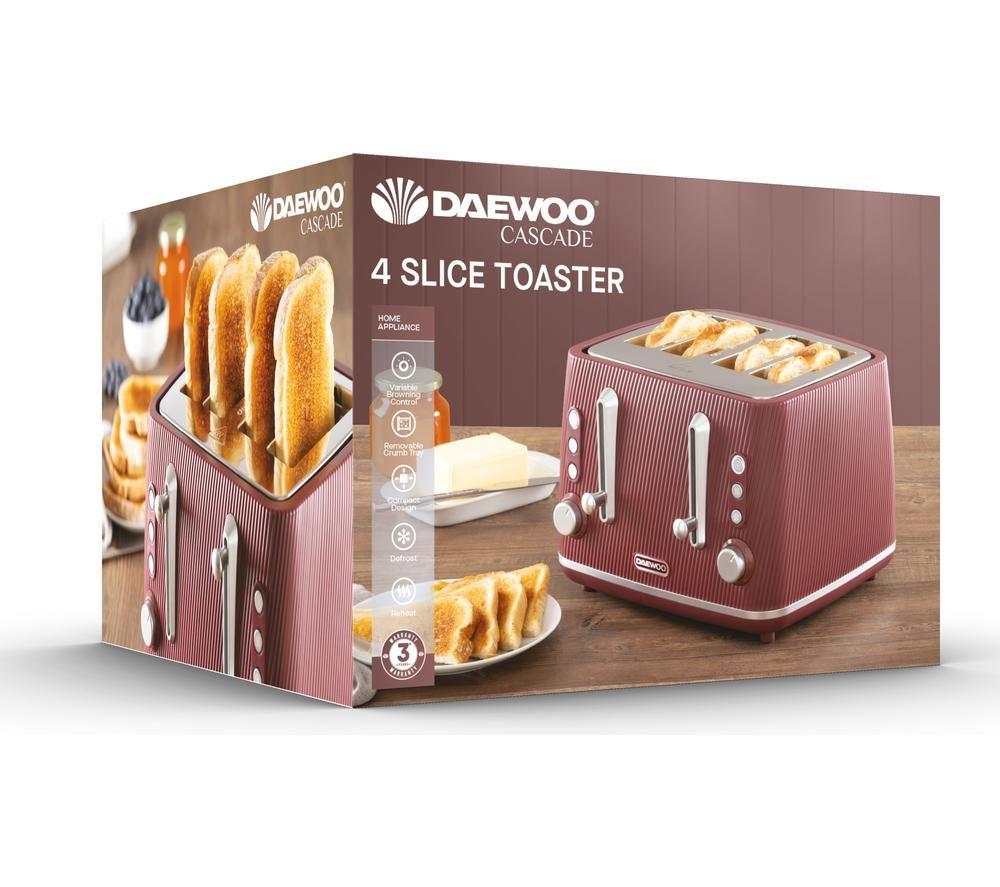 DAEWOO Cascade SDA2781GE 4-Slice Toaster - Ruby image number 6 of 7