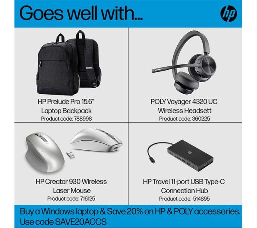 HP Pavilion Plus 14-ew1500sa 14" Refurbished Laptop - Intel&reg; Core&trade; Ultra 7, 1 TB SSD, Silver (Very Good Condition) image number 3 of 17