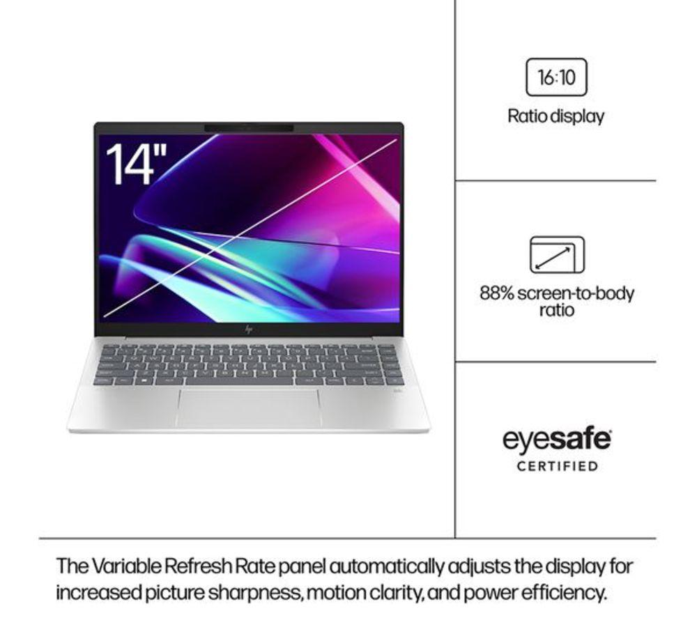 HP Pavilion Plus 14-ew1500sa 14" Refurbished Laptop - Intel&reg; Core&trade; Ultra 7, 1 TB SSD, Silver (Very Good Condition) image number 6 of 17