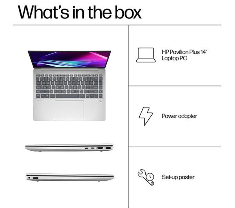 HP Pavilion Plus 14-ew1500sa 14" Refurbished Laptop - Intel&reg; Core&trade; Ultra 7, 1 TB SSD, Silver (Very Good Condition) image number 11 of 17