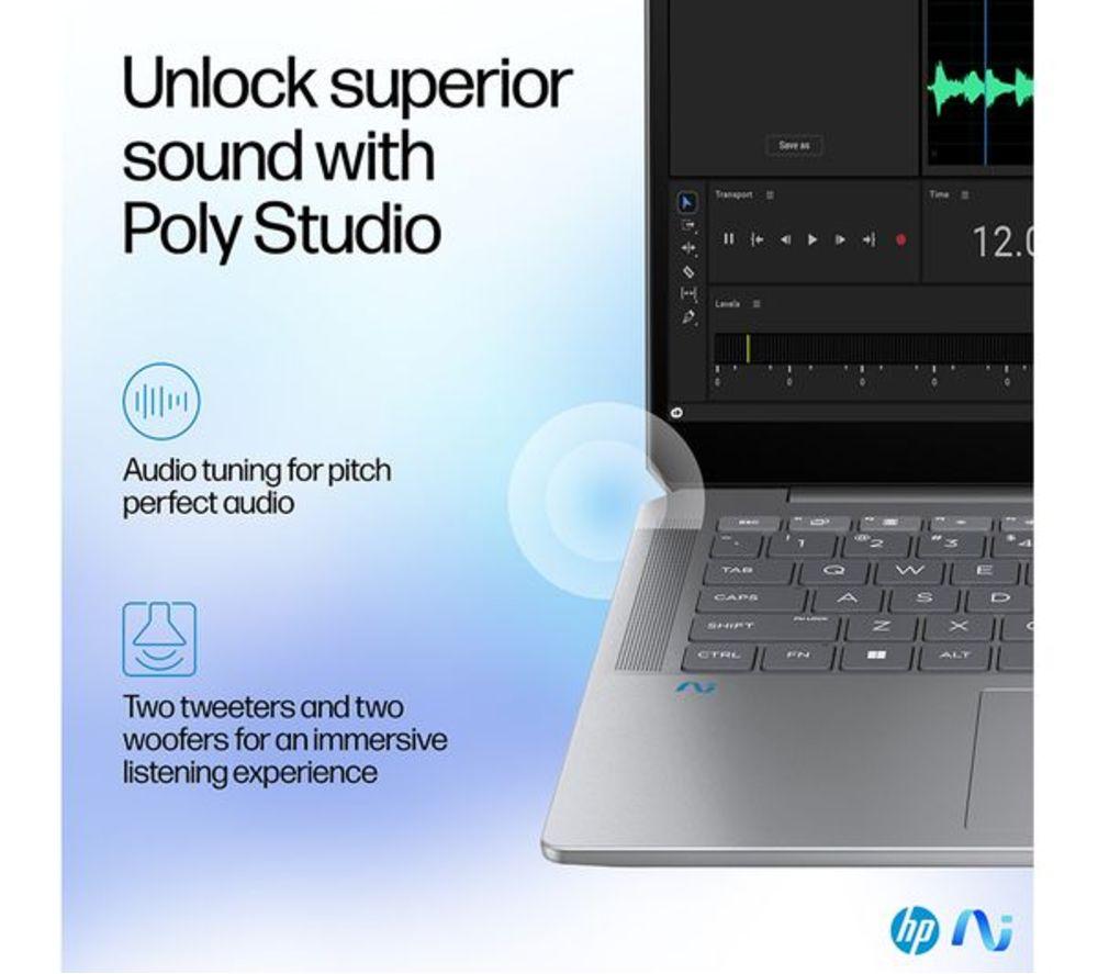 HP OmniBook Ultra 14" Refurbished Laptop - AMD Ryzen AI 9, 1 TB SSD, Silver (Excellent Condition) image number 12 of 20