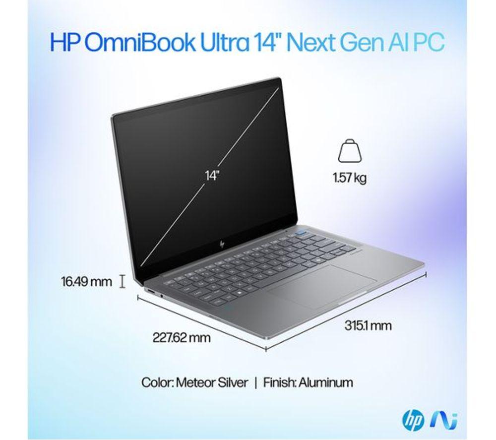 HP OmniBook Ultra 14" Refurbished Laptop - AMD Ryzen AI 9, 1 TB SSD, Silver (Excellent Condition) image number 15 of 20
