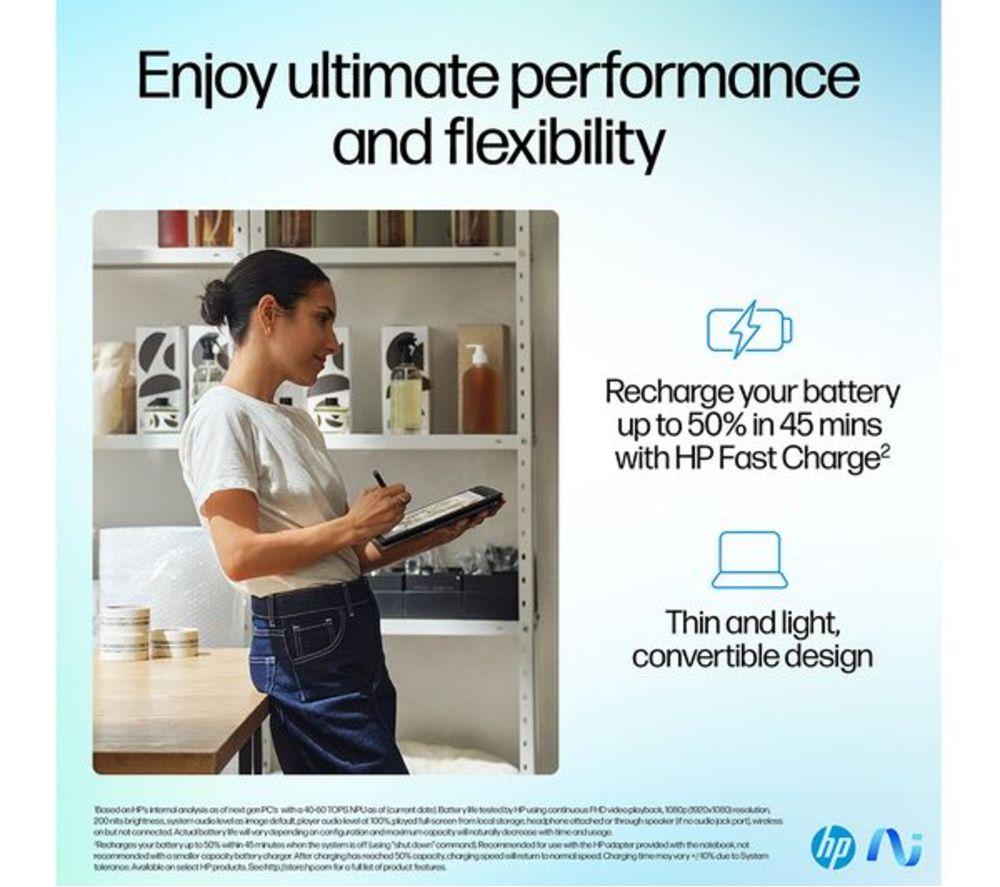 HP OmniBook Ultra Flip 14" 2 in 1 Refurbished Laptop - Intel&reg; Core&trade; Ultra 7, 2 TB SSD, Grey (Very Good Condition) image number 3 of 3