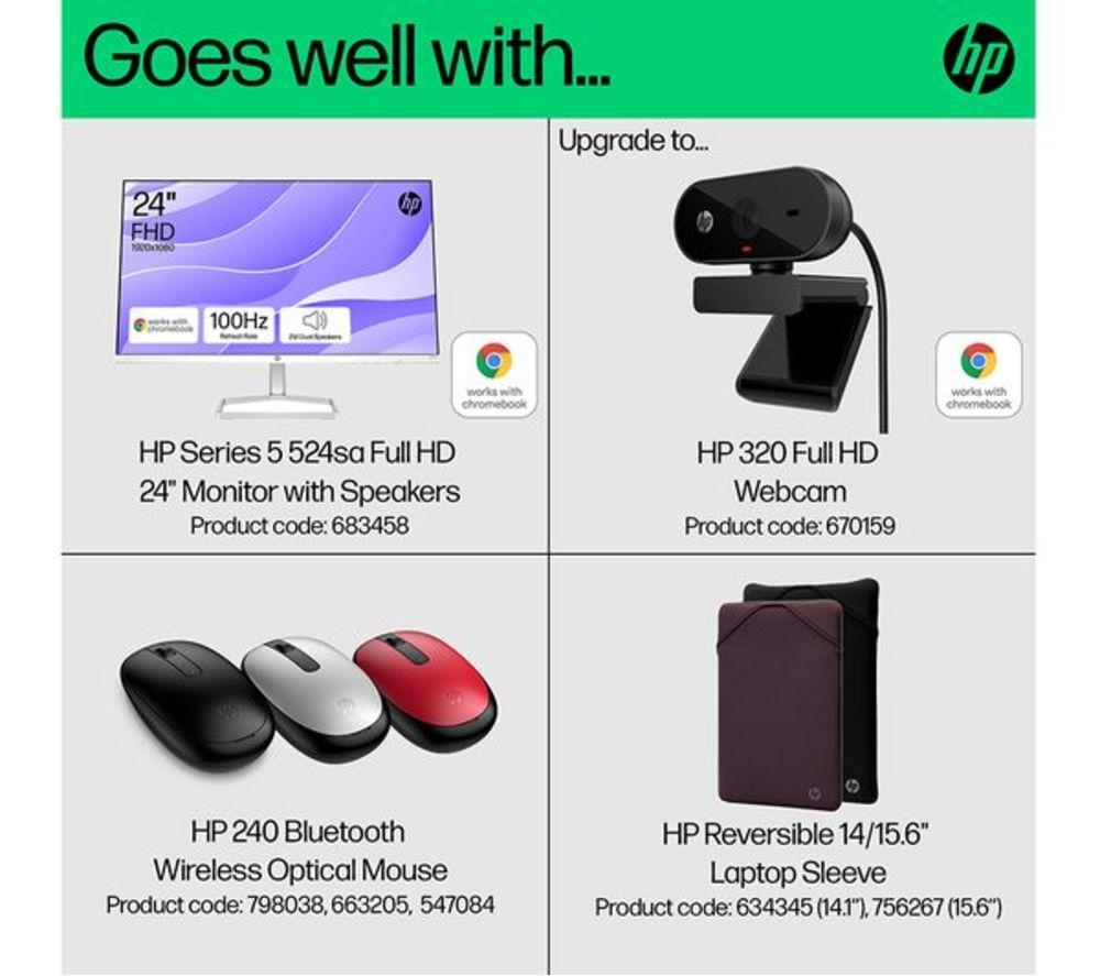 HP 15a-nb0504sa 15.6" Refurbished Chromebook - Intel&reg; N100, 128 GB GB UFS, Silver (Excellent Condition) image number 4 of 20