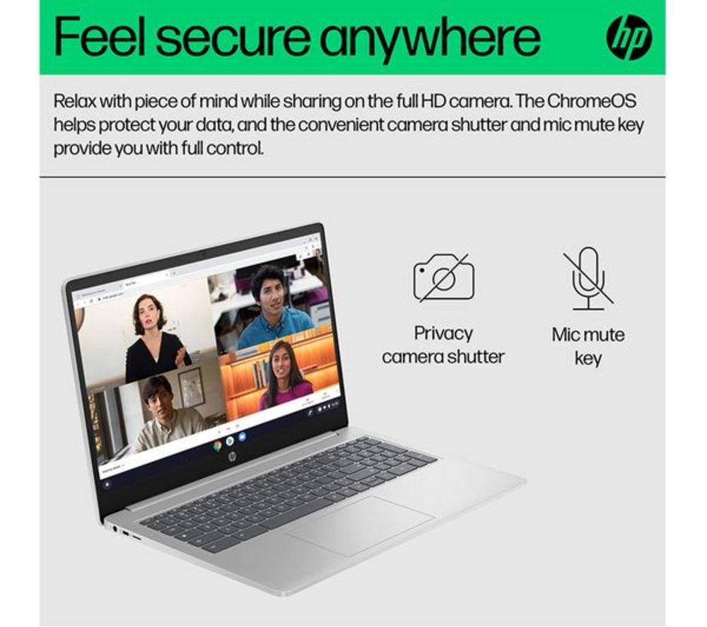 HP 15a-nb0504sa 15.6" Refurbished Chromebook - Intel&reg; N100, 128 GB GB UFS, Silver (Excellent Condition) image number 8 of 20