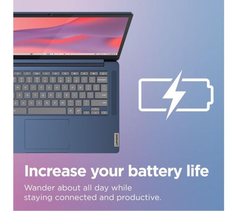 LENOVO IdeaPad Slim 3 14" Refurbished Chromebook - MediaTek Kompanio 520, 128 GB eMMC, Blue (Very Good Condition) image number 4 of 8