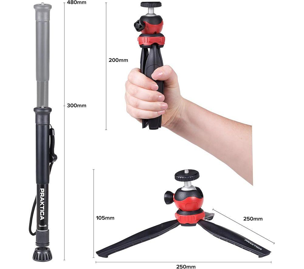 PRAKTICA CDTR15SET 4-in-1 Tripod & Monopod Kit - Black & Red image number 4 of 4