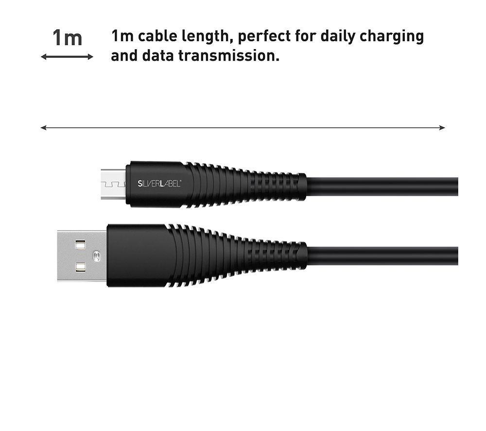 SILVERLABEL Micro USB to USB-A Cable - 1 m, Black image number 3 of 7