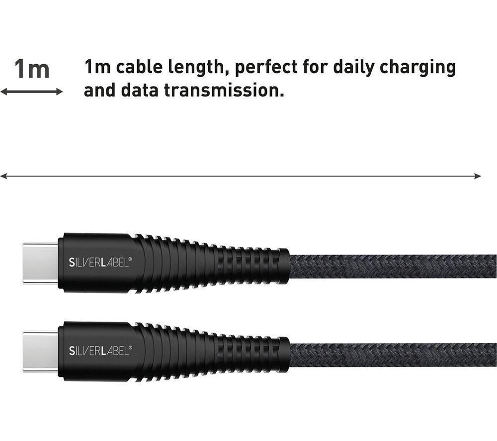 SILVERLABEL Braided USB Type-C Cable - 1 m, Black image number 3 of 8
