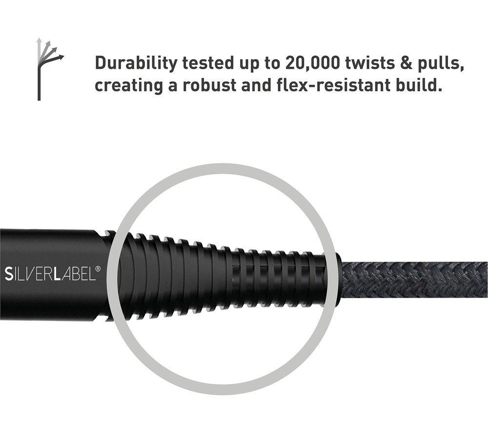 SILVERLABEL Braided USB Type-C Cable - 1 m, Black image number 6 of 8