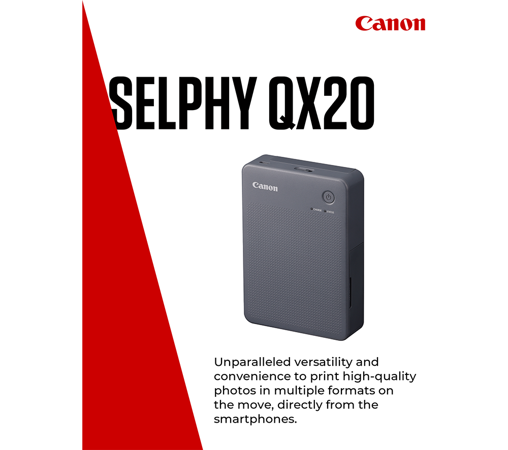 CANON SELPHY QX20 Portable Colour Photo Wireless Printer - Dark Grey image number 2 of 10