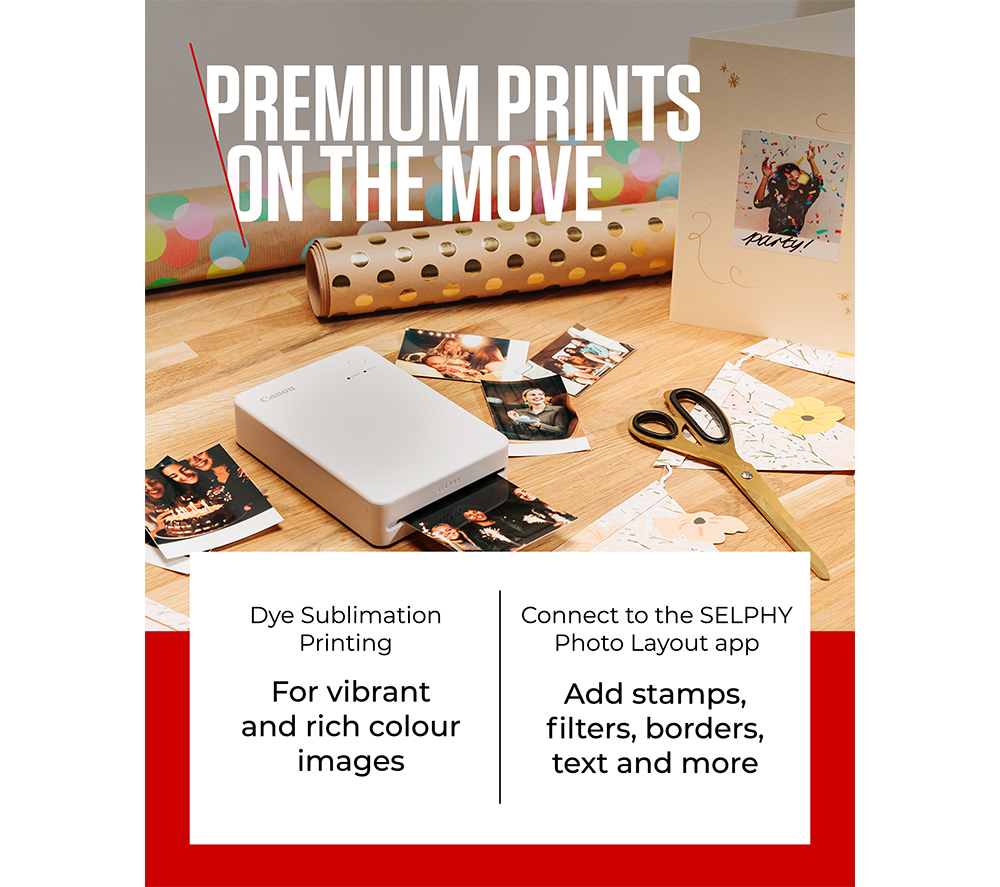 CANON SELPHY QX20 Portable Colour Photo Wireless Printer - Dark Grey image number 3 of 10