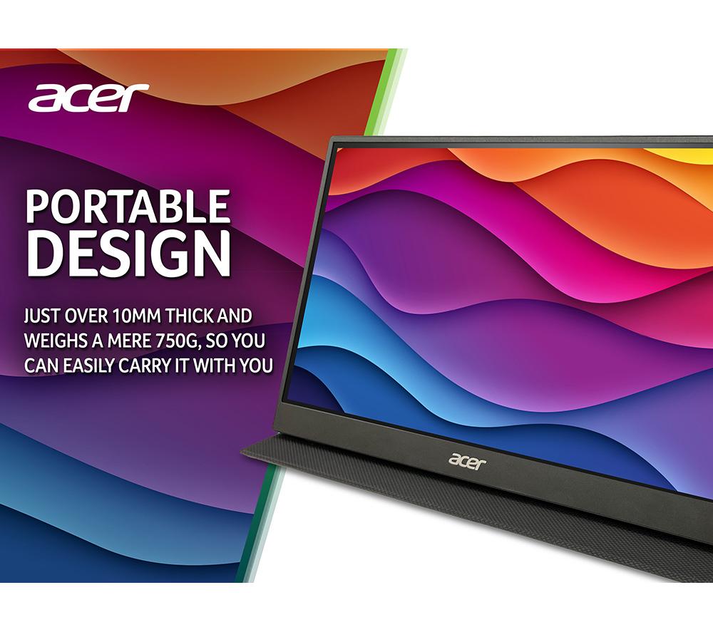 ACER PM161QB1 Full HD 15.6" IPS LCD Portable Monitor - Black image number 6 of 10