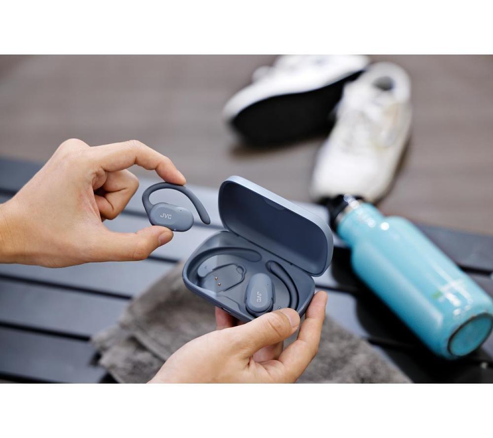 JVC Nearphones HA-NP40T-A-U Wireless Bluetooth Sports Earbuds - Blue image number 6 of 10