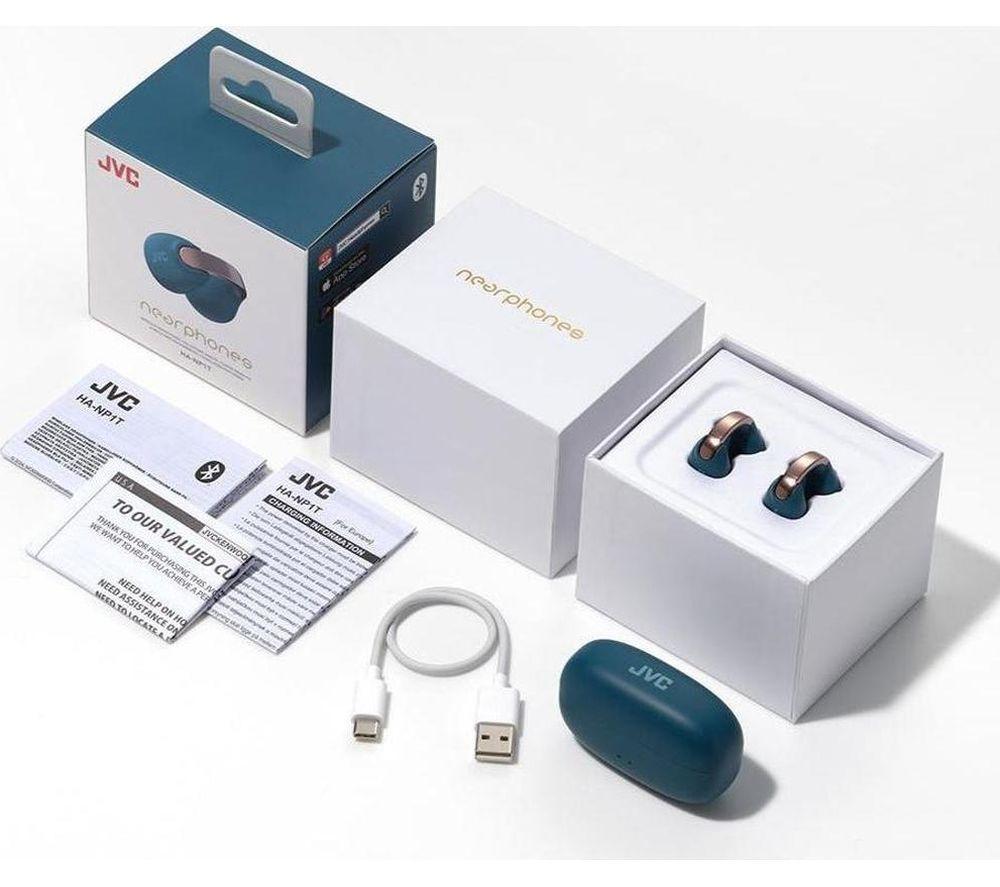 JVC Nearphones HA NP1T-A Wireless Bluetooth Sports Earbuds - Blue image number 2 of 9