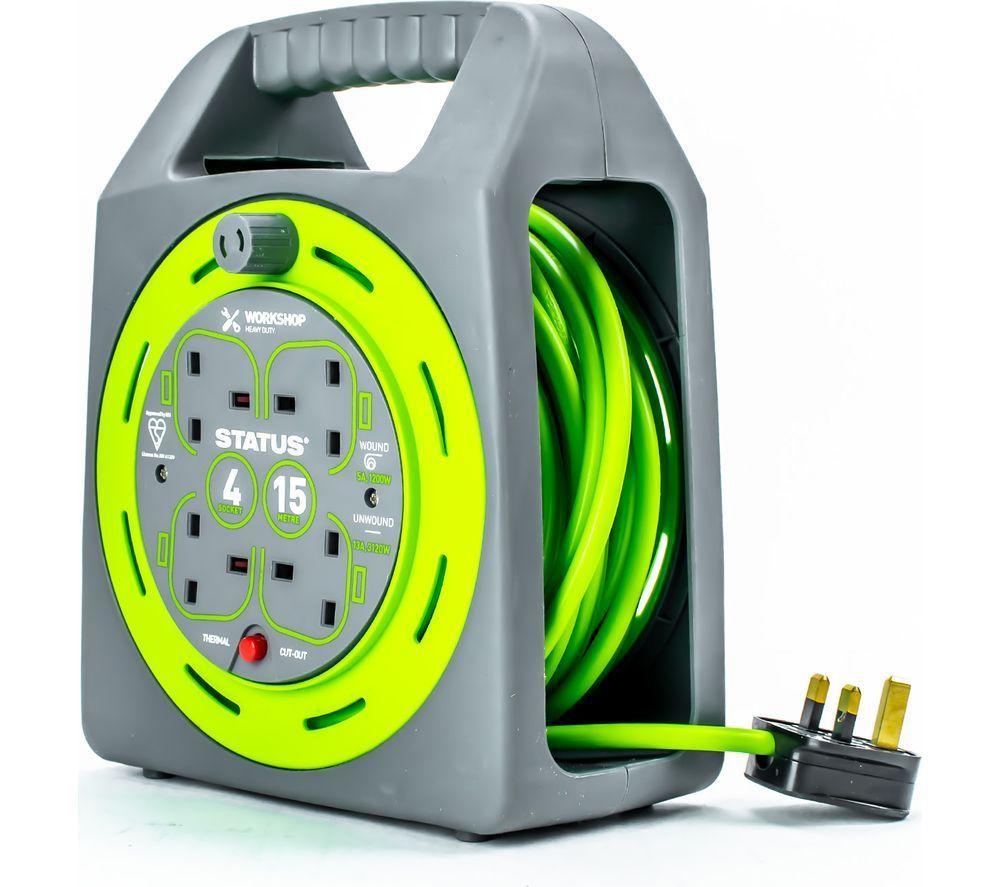 STATUS 4-Socket Extension Cable Reel - 15 m image number 2 of 7