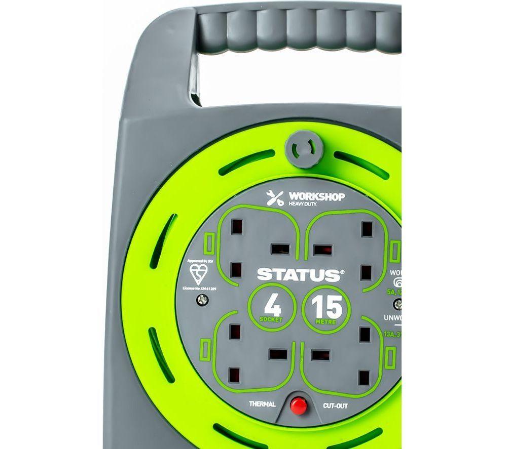 STATUS 4-Socket Extension Cable Reel - 15 m image number 3 of 7