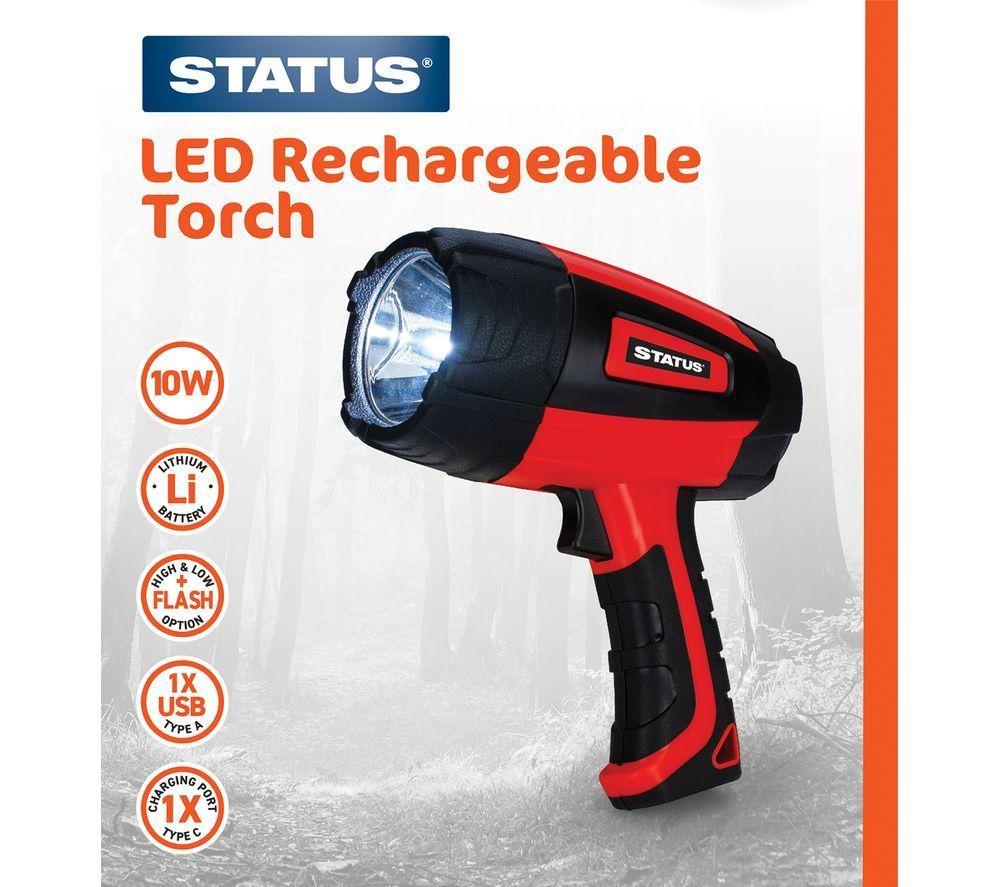 STATUS LED Rechargeable Torch - Red & Black image number 5 of 5