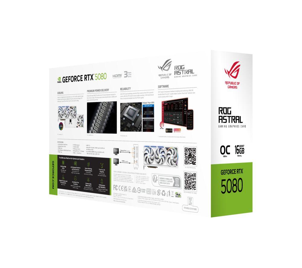 ASUS GeForce RTX 5080 16 GB ROG Astral Graphics Card - White image number 12 of 13
