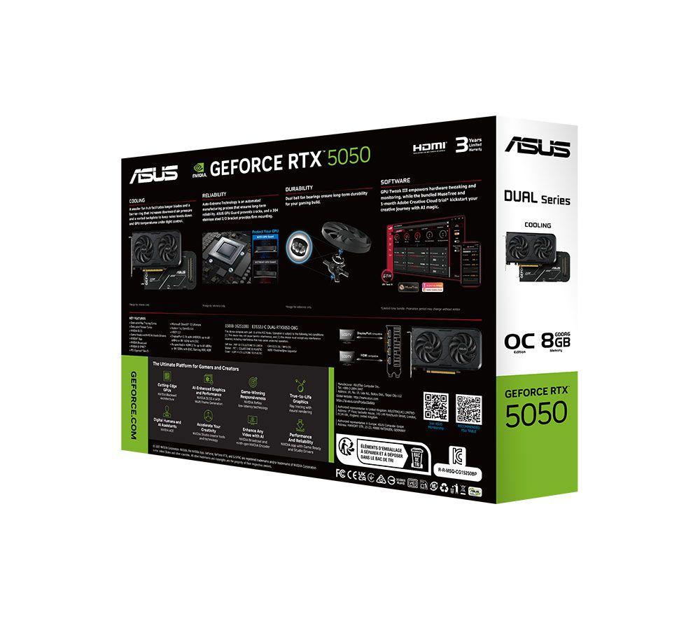 ASUS GeForce RTX 5050 8 GB Dual OC Edition Graphics Card - Black image number 2 of 20