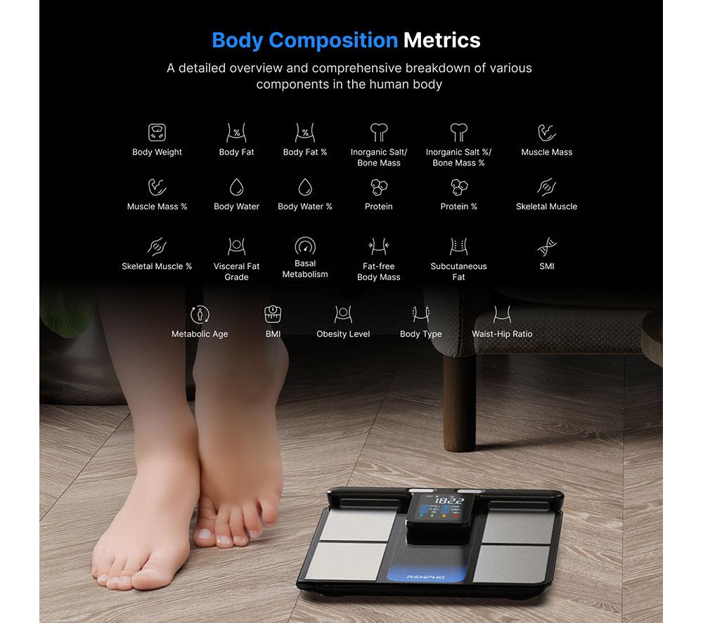RENPHO MorphoScan Smart Body Scale - Black & Silver image number 12 of 15