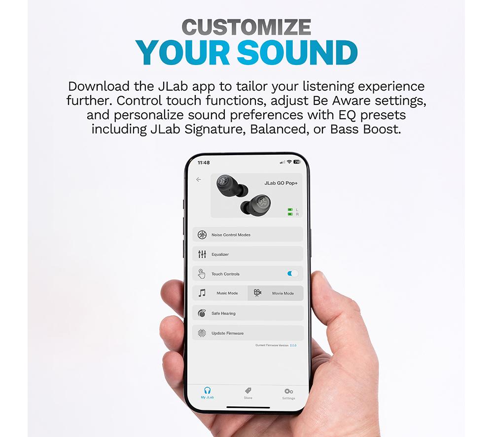 JLAB GO Air POP+ Wireless Bluetooth Earbuds - White image number 2 of 7