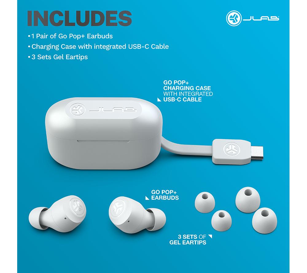 JLAB GO Air POP+ Wireless Bluetooth Earbuds - White image number 7 of 7