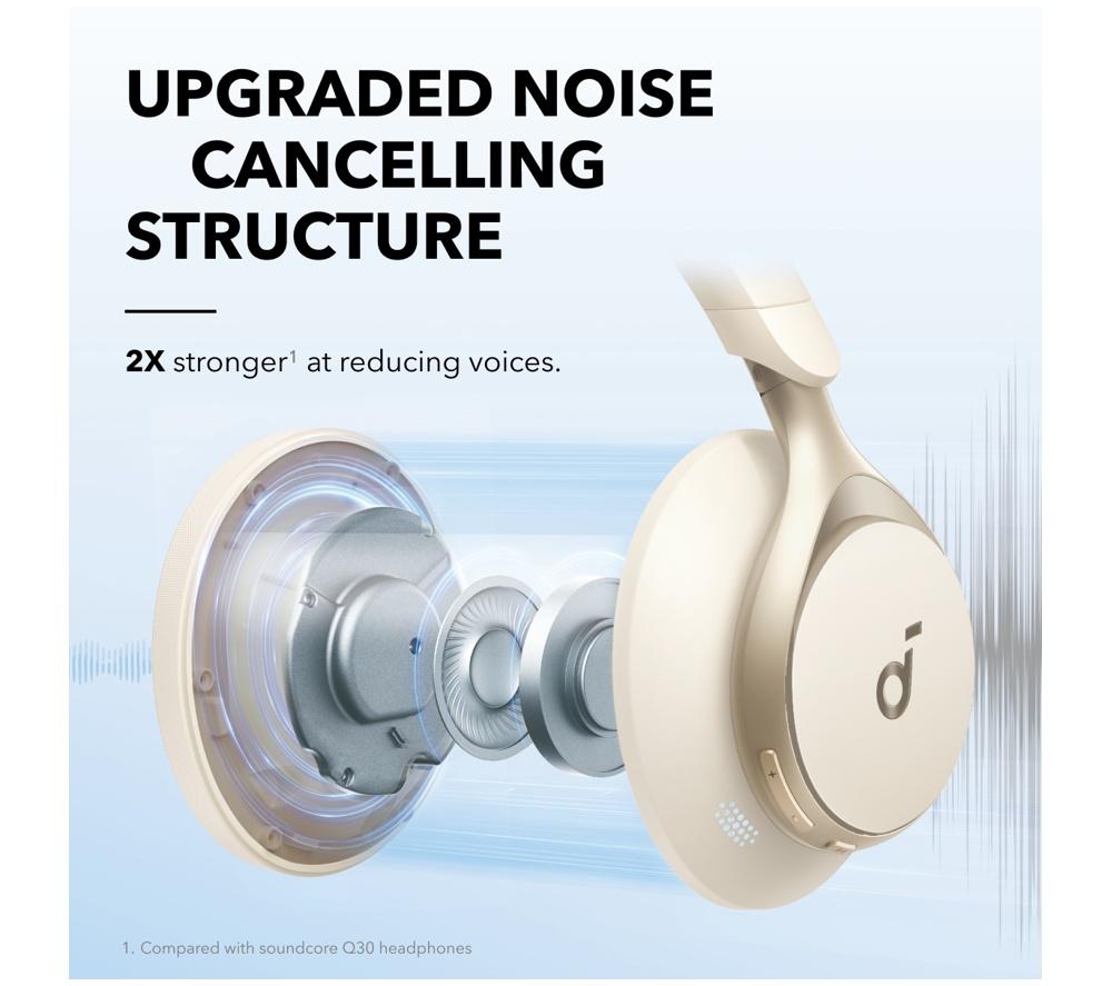 SOUNDCORE Space One Wireless Bluetooth Noise-Cancelling Headphones - Cream image number 4 of 9